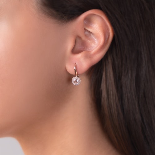 Kolczyki Savicki: różowe złoto, morganity, diamenty